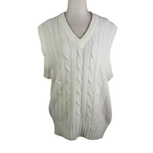 Vintage Umbro Cream Cable Knit Sweater Vest Mens Large